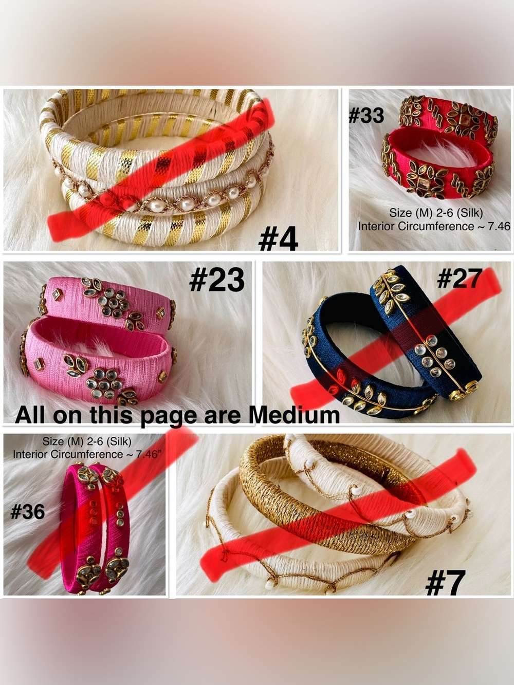 Handmade Silk or Cotton Wrapped Bangle Set of your choice in various sizes